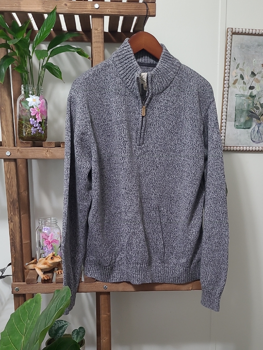 Men's Gray Quarter Zip Sweater